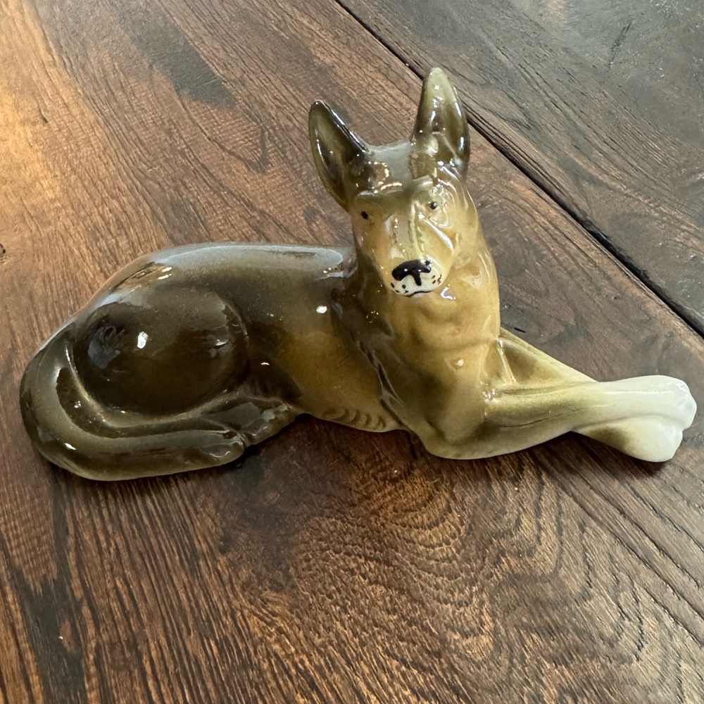 Multi-Tone Brown Ceramic Dog Figurine Collectible